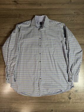 Robert Talbott Estate Plaid Mens Long Sleeve Button Down Luxury Dress Shirt 17.5